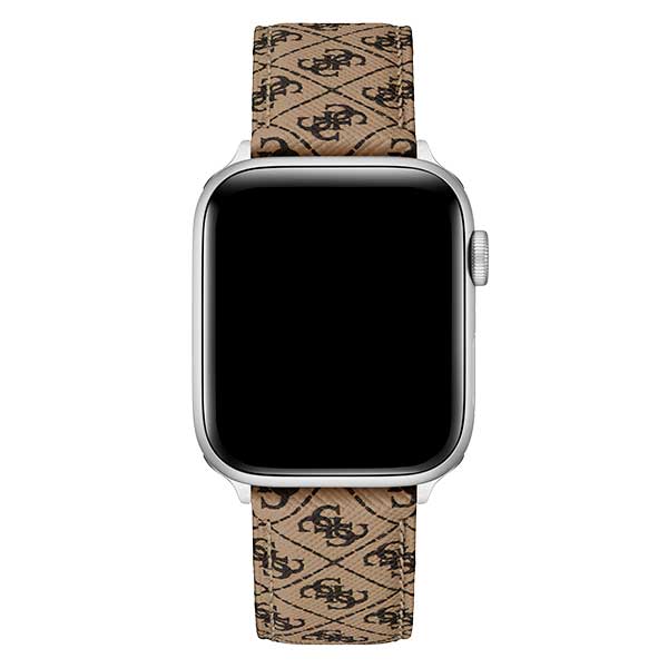 Guess Logo Leather Band for Apple 42-44 MM Watch (CS3001S1) - Chocolate Brown