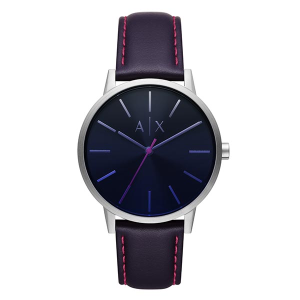 Armani Exchange Cayde Analog Purple Leather Straps Men's Watch (AX2744) - Phone Parts Warehouse