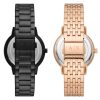 Armani Exchange Three-Hand Black and Rose Gold-Tone Stainless Steel Watch Gift Set (AX7143SET)
