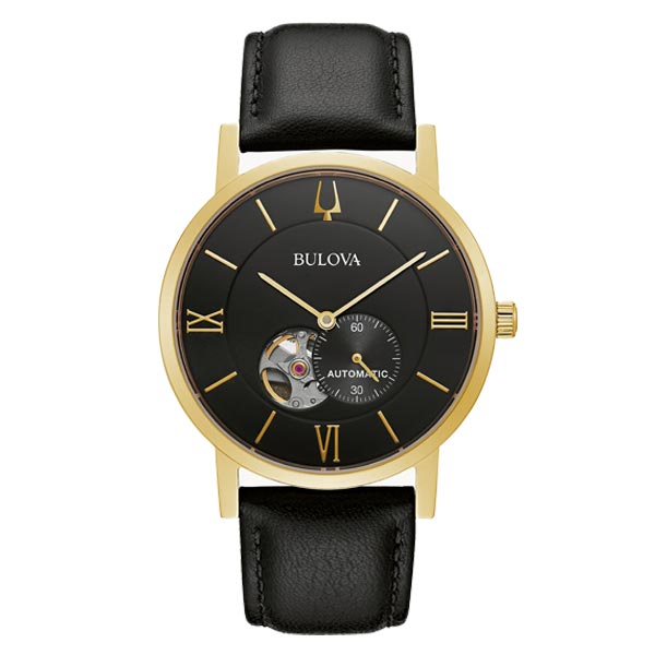 Bulova American Clipper Automatic Leather Strap Men's Watch (97A154)