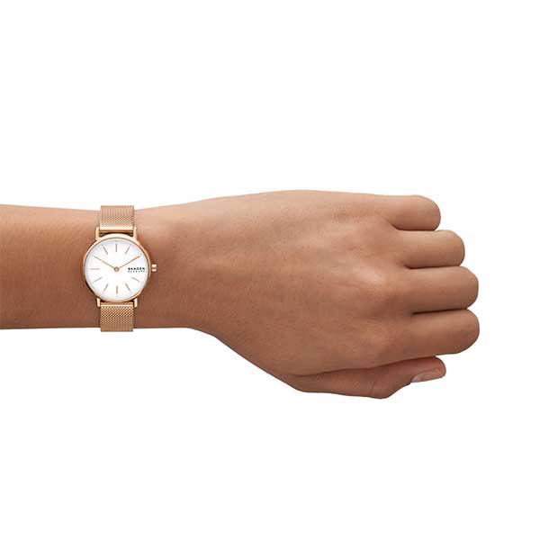 Skagen Signatur Lille Two-Hand Rose Gold Stainless Steel Women's Watch and Strap Box Set (SKW1153SET)
