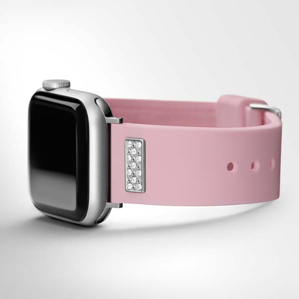 Guess Silicone Band with Crystals Insert for Apple 38-40 MM Watch (CS2005S3) - Pink
