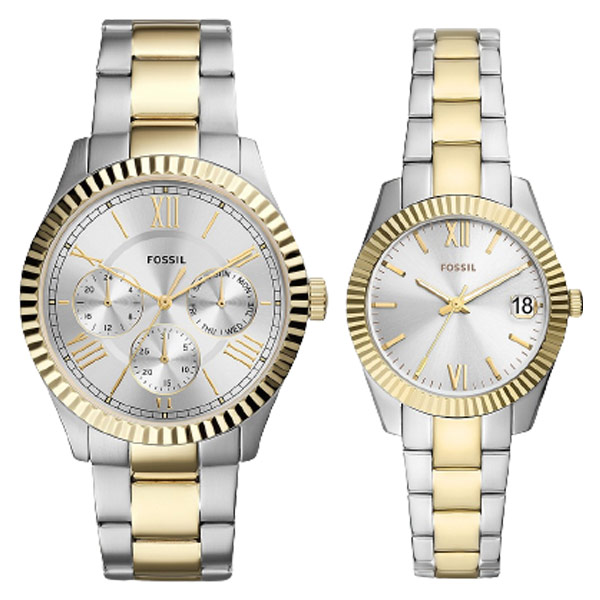 Fossil His and Hers Multifunction Two-Tone Stainless Steel Watch Set (FS5987SET)