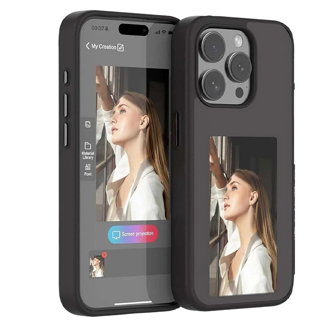 POP Phones Smart NFC E-Ink Screen Case (Suits iPhone 15 Pro) - Black - Phone Parts Warehouse