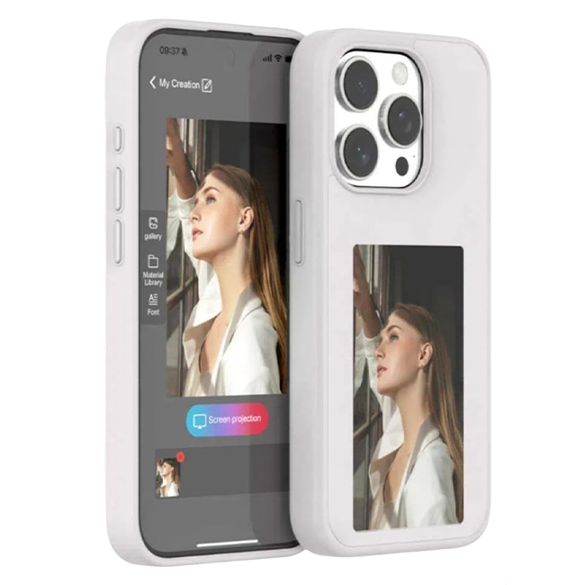 POP Phones Smart NFC E-Ink Screen Case (Suits iPhone 15 Pro) - White - Phone Parts Warehouse